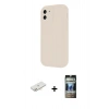 MARSİLYAN™- iPhone 11 Kılıf Yankı Yansıma Özel Seri - Siyah 34D Hayalet Izgaralı Cam + Renkli Kamera Lens Koruma Cam - YL