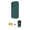 MARSİLYAN™- iPhone 11 Kılıf Yankı Yansıma Özel Seri - Siyah 360 Mat Full Body Arka Koruyucu + Rainbow Kamera Lens Koruma Cam - KI
