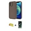 MARSİLYAN™- iPhone 11 Kılıf Yankı Yansıma Özel Seri - Siyah 360 Mat Full Body Arka Koruyucu + Rainbow Kamera Lens Koruma Cam - KI