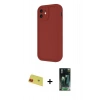 MARSİLYAN™- iPhone 11 Kılıf Yankı Yansıma Özel Seri - Siyah 360 Mat Full Body Arka Koruyucu + Rainbow Kamera Lens Koruma Cam - KI