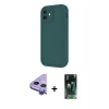 MARSİLYAN™- iPhone 11 Kılıf Yankı Yansıma Özel Seri - Siyah 360 Mat Full Body Arka Koruyucu + Raze Metal Kamera Lens - MR