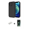 MARSİLYAN™- iPhone 11 Kılıf Yankı Yansıma Özel Seri - Siyah 360 Mat Full Body Arka Koruyucu + Renkli Kamera Lens Koruma Cam - PE