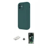 MARSİLYAN™- iPhone 11 Kılıf Yankı Yansıma Özel Seri - Siyah 360 Mat Full Body Arka Koruyucu + Renkli Kamera Lens Koruma Cam - PE