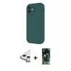 MARSİLYAN™- iPhone 11 Kılıf Yankı Yansıma Özel Seri - Siyah 360 Mat Full Body Arka Koruyucu + Raze Metal Kamera Lens - GS