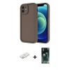 MARSİLYAN™- iPhone 11 Kılıf Yankı Yansıma Özel Seri - Siyah 360 Mat Full Body Arka Koruyucu + Renkli Kamera Lens Koruma Cam - SI