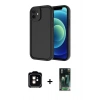 MARSİLYAN™- iPhone 11 Kılıf Yankı Yansıma Özel Seri - Siyah 360 Mat Full Body Arka Koruyucu + PVD Metal Kamera Lens - TU
