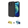 MARSİLYAN™- iPhone 11 Kılıf Yankı Yansıma Özel Seri - Siyah 3D Antistatik Cam Ekran Koruyucu + Rainbow Kamera Lens Koruma Cam - KI