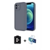 MARSİLYAN™- iPhone 11 Kılıf Yankı Yansıma Özel Seri - Siyah 3D Antistatik Cam Ekran Koruyucu + PVD Metal Kamera Lens - TU