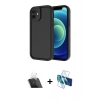 MARSİLYAN™- iPhone 11 Kılıf Yankı Yansıma Özel Seri - Siyah 3D Antistatik Cam Ekran Koruyucu + Kamera Lens Koruma Cam - SF