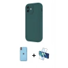 MARSİLYAN™- iPhone 11 Kılıf Yankı Yansıma Özel Seri - Siyah 3D Antistatik Cam Ekran Koruyucu + Neon Fosforlu Kamera Lens - TU