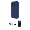 MARSİLYAN™- iPhone 11 Kılıf Yankı Yansıma Özel Seri - Siyah 3D Antistatik Hayalet Cam Ekran Koruyucu + Pers Alüminyum Kamera Lens - LT