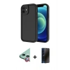 MARSİLYAN™- iPhone 11 Kılıf Yankı Yansıma Özel Seri - Siyah 3D Antistatik Hayalet Cam Ekran Koruyucu + Raze Metal Kamera Lens - KI