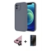 MARSİLYAN™- iPhone 11 Kılıf Yankı Yansıma Özel Seri - Siyah 3D Antistatik Hayalet Cam Ekran Koruyucu + Raze Metal Kamera Lens - SH