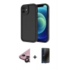 MARSİLYAN™- iPhone 11 Kılıf Yankı Yansıma Özel Seri - Siyah 3D Antistatik Hayalet Cam Ekran Koruyucu + Raze Metal Kamera Lens - SH