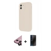 MARSİLYAN™- iPhone 11 Kılıf Yankı Yansıma Özel Seri - Siyah 3D Antistatik Hayalet Cam Ekran Koruyucu + Raze Metal Kamera Lens - SH