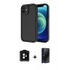 MARSİLYAN™- iPhone 11 Kılıf Yankı Yansıma Özel Seri - Siyah 3D Antistatik Hayalet Cam Ekran Koruyucu + PVD Metal Kamera Lens - TU