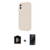 MARSİLYAN™- iPhone 11 Kılıf Yankı Yansıma Özel Seri - Siyah 3D Antistatik Hayalet Cam Ekran Koruyucu + PVD Metal Kamera Lens - TU
