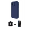 MARSİLYAN™- iPhone 11 Kılıf Yankı Yansıma Özel Seri - Siyah 3D Antistatik Hayalet Cam Ekran Koruyucu + PVD Metal Kamera Lens - TU