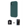 MARSİLYAN™- iPhone 11 Kılıf Yankı Yansıma Özel Seri - Siyah 3D Antistatik Hayalet Cam Ekran Koruyucu + PVD Metal Kamera Lens - TU
