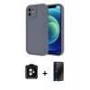 MARSİLYAN™- iPhone 11 Kılıf Yankı Yansıma Özel Seri - Siyah 3D Antistatik Hayalet Cam Ekran Koruyucu + PVD Metal Kamera Lens - TU