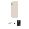 MARSİLYAN™- iPhone 11 Kılıf Yankı Yansıma Özel Seri - Siyah 3D Antistatik Hayalet Cam Ekran Koruyucu + Renkli Kamera Lens Koruma Cam - YL