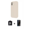MARSİLYAN™- iPhone 11 Kılıf Yankı Yansıma Özel Seri - Siyah 3D Antistatik Hayalet Cam Ekran Koruyucu + PVD Metal Kamera Lens - YL