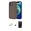 MARSİLYAN™- iPhone 11 Kılıf Yankı Yansıma Özel Seri - Siyah 3D Antistatik Hayalet Cam Ekran Koruyucu + Renkli Kamera Lens Koruma Cam - YL