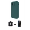 MARSİLYAN™- iPhone 11 Kılıf Yankı Yansıma Özel Seri - Siyah 3D Antistatik Hayalet Cam Ekran Koruyucu + PVD Metal Kamera Lens - YL