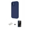 MARSİLYAN™- iPhone 11 Kılıf Yankı Yansıma Özel Seri - Siyah 3D Antistatik Hayalet Cam Ekran Koruyucu + Renkli Kamera Lens Koruma Cam - YL