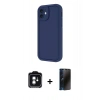 MARSİLYAN™- iPhone 11 Kılıf Yankı Yansıma Özel Seri - Siyah 3D Antistatik Hayalet Cam Ekran Koruyucu + PVD Metal Kamera Lens - YL