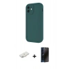 MARSİLYAN™- iPhone 11 Kılıf Yankı Yansıma Özel Seri - Siyah 3D Antistatik Hayalet Cam Ekran Koruyucu + Renkli Kamera Lens Koruma Cam - YL