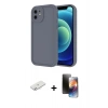MARSİLYAN™- iPhone 11 Kılıf Yankı Yansıma Özel Seri - Siyah 3D Antistatik Mat Seramik Nano Ekran Koruyucu + Renkli Kamera Lens Koruma Cam - SI