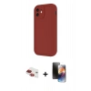 MARSİLYAN™- iPhone 11 Kılıf Yankı Yansıma Özel Seri - Siyah 3D Antistatik Mat Seramik Nano Ekran Koruyucu + Kırmızı Pers Alüminyum Kamera Lens