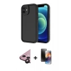 MARSİLYAN™- iPhone 11 Kılıf Yankı Yansıma Özel Seri - Siyah 3D Antistatik Mat Seramik Nano Ekran Koruyucu + Raze Metal Kamera Lens - SH