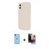 MARSİLYAN™- iPhone 11 Kılıf Yankı Yansıma Özel Seri - Siyah 3D Antistatik Mat Seramik Nano Ekran Koruyucu + Neon Fosforlu Kamera Lens - TU