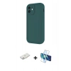MARSİLYAN™- iPhone 11 Kılıf Yankı Yansıma Özel Seri - Siyah 3D Antistatik Seramik Nano Ekran Koruyucu + Renkli Kamera Lens Koruma Cam - PE