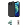 MARSİLYAN™- iPhone 11 Kılıf Yankı Yansıma Özel Seri - Siyah Bilvis 3D Cam Ekran Koruyucu + Raze Metal Kamera Lens - MI