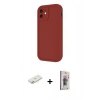 MARSİLYAN™- iPhone 11 Kılıf Yankı Yansıma Özel Seri - Siyah Bilvis 3D Cam Ekran Koruyucu + Renkli Kamera Lens Koruma Cam - PE