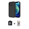 MARSİLYAN™- iPhone 11 Kılıf Yankı Yansıma Özel Seri - Siyah Bilvis 3D Cam Ekran Koruyucu + PVD Metal Kamera Lens - MI