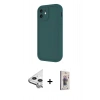 MARSİLYAN™- iPhone 11 Kılıf Yankı Yansıma Özel Seri - Siyah Bilvis 3D Cam Ekran Koruyucu + Raze Metal Kamera Lens - GS