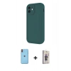 MARSİLYAN™- iPhone 11 Kılıf Yankı Yansıma Özel Seri - Siyah Bilvis 3D Cam Ekran Koruyucu + Neon Fosforlu Kamera Lens - TU