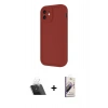 MARSİLYAN™- iPhone 11 Kılıf Yankı Yansıma Özel Seri - Siyah Bilvis 3D Mat Cam Ekran Koruyucu + Kamera Lens Koruma Cam - SF