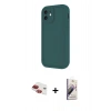 MARSİLYAN™- iPhone 11 Kılıf Yankı Yansıma Özel Seri - Siyah Bilvis 3D Mat Cam Ekran Koruyucu + Kırmızı Pers Alüminyum Kamera Lens