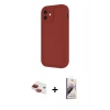 MARSİLYAN™- iPhone 11 Kılıf Yankı Yansıma Özel Seri - Siyah Bilvis 3D Mat Cam Ekran Koruyucu + Kırmızı Pers Alüminyum Kamera Lens