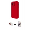 MARSİLYAN™- iPhone 11 Kılıf Yankı Yansıma Özel Seri - Siyah Bilvis 3D Mat Cam Ekran Koruyucu + Kırmızı Pers Alüminyum Kamera Lens