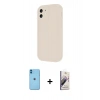 MARSİLYAN™- iPhone 11 Kılıf Yankı Yansıma Özel Seri - Siyah Bilvis 3D Mat Cam Ekran Koruyucu + Neon Fosforlu Kamera Lens - MI