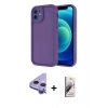 MARSİLYAN™- iPhone 11 Kılıf Yankı Yansıma Özel Seri - Siyah Bilvis 3D Mat Cam Ekran Koruyucu + Mor Raze Metal Kamera Lens