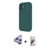 MARSİLYAN™- iPhone 11 Kılıf Yankı Yansıma Özel Seri - Siyah Bilvis 3D Mat Cam Ekran Koruyucu + Mor Raze Metal Kamera Lens