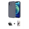 MARSİLYAN™- iPhone 11 Kılıf Yankı Yansıma Özel Seri - Siyah Bilvis 3D Mat Cam Ekran Koruyucu + Kamera Lens Koruma Cam - SF