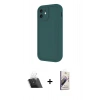 MARSİLYAN™- iPhone 11 Kılıf Yankı Yansıma Özel Seri - Siyah Bilvis 3D Mat Cam Ekran Koruyucu + Kamera Lens Koruma Cam - SF